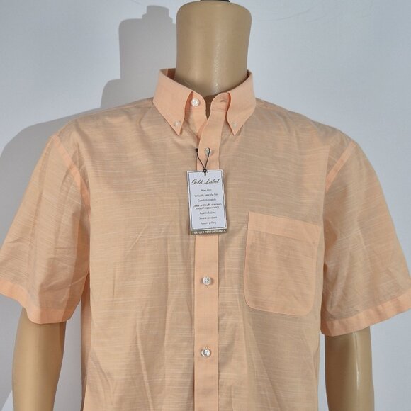 Roundtree & Yorke Gold Label Men's Shirt Size L Non Iron Pale Orange Short S (56 - Picture 1 of 10